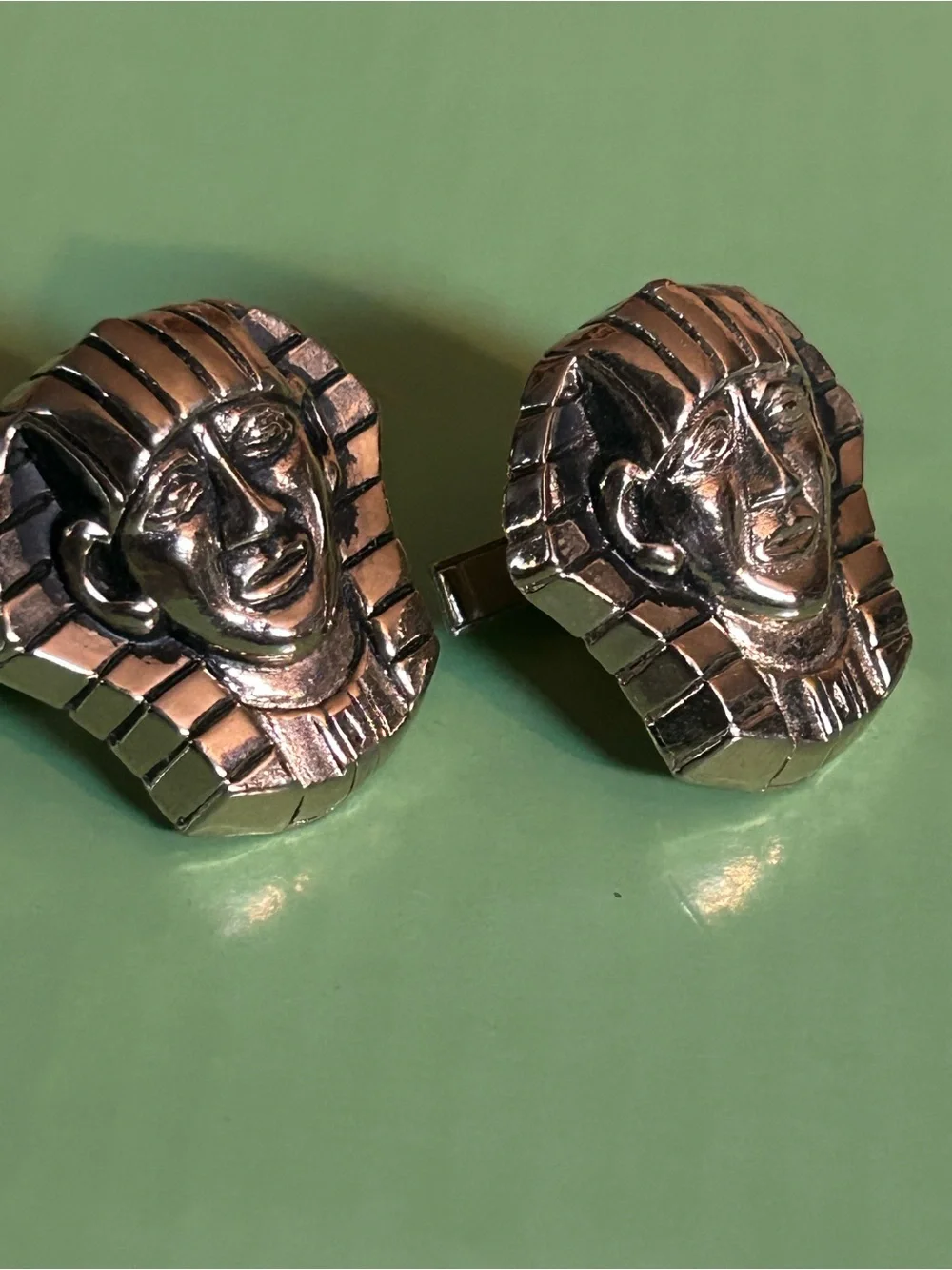 SWANK KING TUT Tutankhamen Egyptian Pharaoh Statement Gold Cuff links